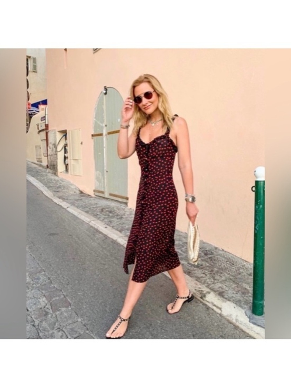 Realisation Par Juliet Dress in Italian Spot Black Red Size XS